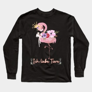 Flamingo Liebe Tiere Prinzessin Blumen Süß.png Long Sleeve T-Shirt